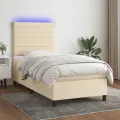 cadre de lit et matelas et LED Crème 90x190 cm Tissu
