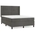 cadre de lit et matelas Gris foncé 140x190cm Velours