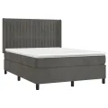 cadre de lit et matelas Gris foncé 140x190cm Velours