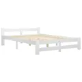 Cadre de lit Blanc Bois de pin massif 120x200 cm