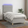 cadre de lit et matelas et LED Gris clair 80x200cm