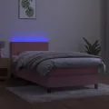 cadre de lit avec matelas LED Rose 90x200 cm Velours