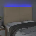 Tête de lit à LED Crème 144x5x118/128 cm Tissu