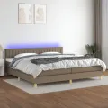 cadre de lit et matelas et LED Taupe 200x200cm Tissu