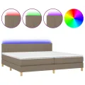 cadre de lit et matelas et LED Taupe 200x200cm Tissu