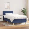 cadre de lit avec matelas Bleu 100x200 cm Tissu