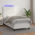 cadre de lit avec matelas et LED Blanc 90x200 cm