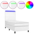 cadre de lit avec matelas et LED Blanc 90x200 cm