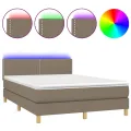 cadre de lit avec matelas LED Taupe 140x200 cm Tissu