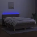 cadre de lit avec matelas LED Taupe 140x200 cm Tissu