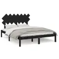 Cadre de lit Noir 140x190 cm Bois massif