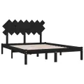 Cadre de lit Noir 140x190 cm Bois massif