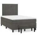 cadre de lit et matelas Gris foncé 120x200cm Velours