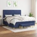 cadre de lit avec matelas Bleu 160x200 cm Tissu