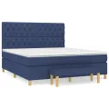 cadre de lit avec matelas Bleu 160x200 cm Tissu