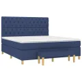 cadre de lit avec matelas Bleu 160x200 cm Tissu