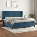 cadre de lit et matelas Bleu foncé 200x200cm Velours