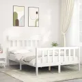 Cadre de lit avec tête de lit blanc 140x200 cm bois massif