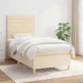 cadre de lit et matelas Crème 90x190 cm Tissu