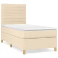 cadre de lit et matelas Crème 90x190 cm Tissu