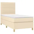 cadre de lit et matelas Crème 90x190 cm Tissu