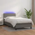 cadre de lit avec matelas et LED Gris 80x200 cm