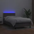 cadre de lit avec matelas et LED Gris 80x200 cm