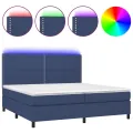 cadre de lit et matelas et LED Bleu 200x200 cm Tissu