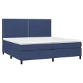 cadre de lit et matelas et LED Bleu 200x200 cm Tissu