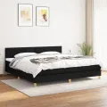 cadre de lit avec matelas Noir 200x200 cm Tissu