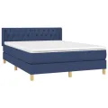 cadre de lit avec matelas Bleu 140x200 cm Tissu