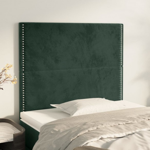 Têtes de lit 2 pcs Vert foncé 100x5x78/88 cm Velours