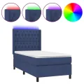 cadre de lit matelas et LED Bleu 80x200cm Tissu