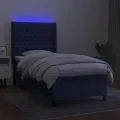 cadre de lit matelas et LED Bleu 80x200cm Tissu