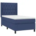 cadre de lit matelas et LED Bleu 80x200cm Tissu