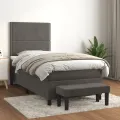 cadre de lit et matelas Gris foncé 90x200 cm Velours