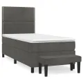 cadre de lit et matelas Gris foncé 90x200 cm Velours