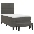 cadre de lit et matelas Gris foncé 90x200 cm Velours