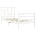 Cadre de lit avec tête de lit blanc 90x200 cm bois massif