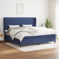 cadre de lit avec matelas Bleu 200x200 cm Tissu
