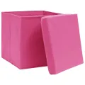 Boîtes de rangement avec couvercles 4 pcs Rose 32x32x32cm Tissu