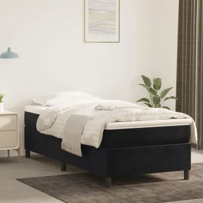 cadre de lit et matelas Noir 80x200 cm Velours