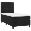 cadre de lit avec matelas LED Noir 90x200 cm Velours