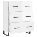 Buffet Blanc brillant 69,5x34x90 cm Bois d'ingénierie