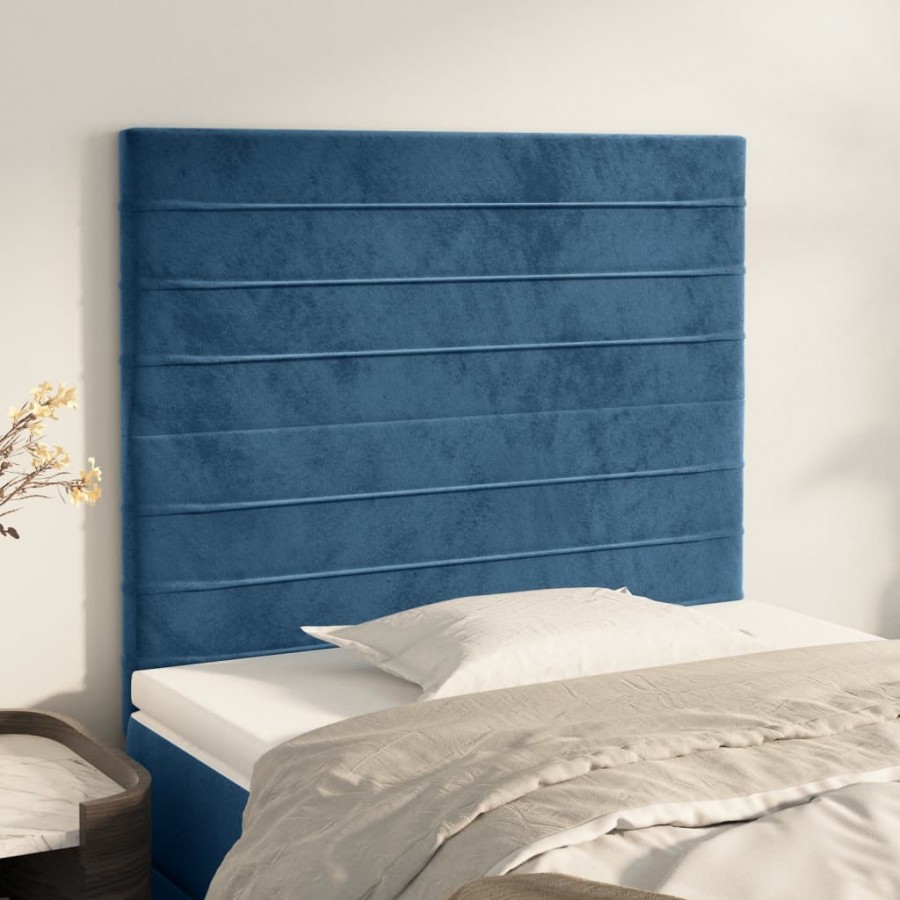 Têtes de lit 2 pcs Bleu foncé 80x5x78/88 cm Velours