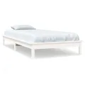 Cadre de lit blanc 90x190 cm simple bois massif de pin