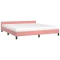 Cadre de lit avec tête de lit Rose 160x200 cm Velours