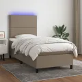 cadre de lit et matelas et LED Taupe 100x200cm Tissu