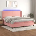 cadre de lit matelas et LED Rose 200x200 cm Velours