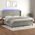 cadre de lit matelas et LED Gris clair 200x200 cm